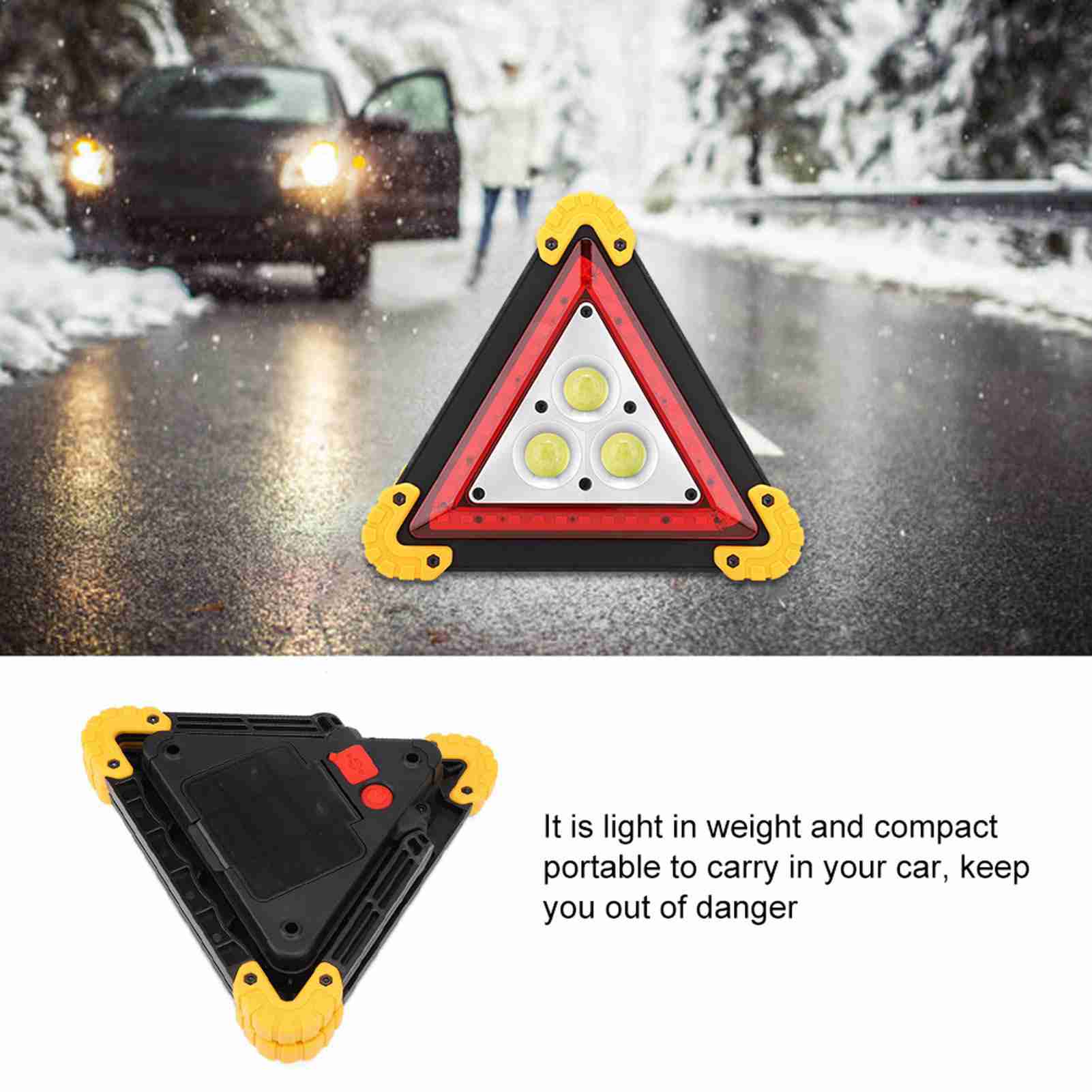 Señal de parada triangular de seguridad para averías de automóviles, luz de advertencia LED roja, señal de parada de automóviles multifunción, 30W