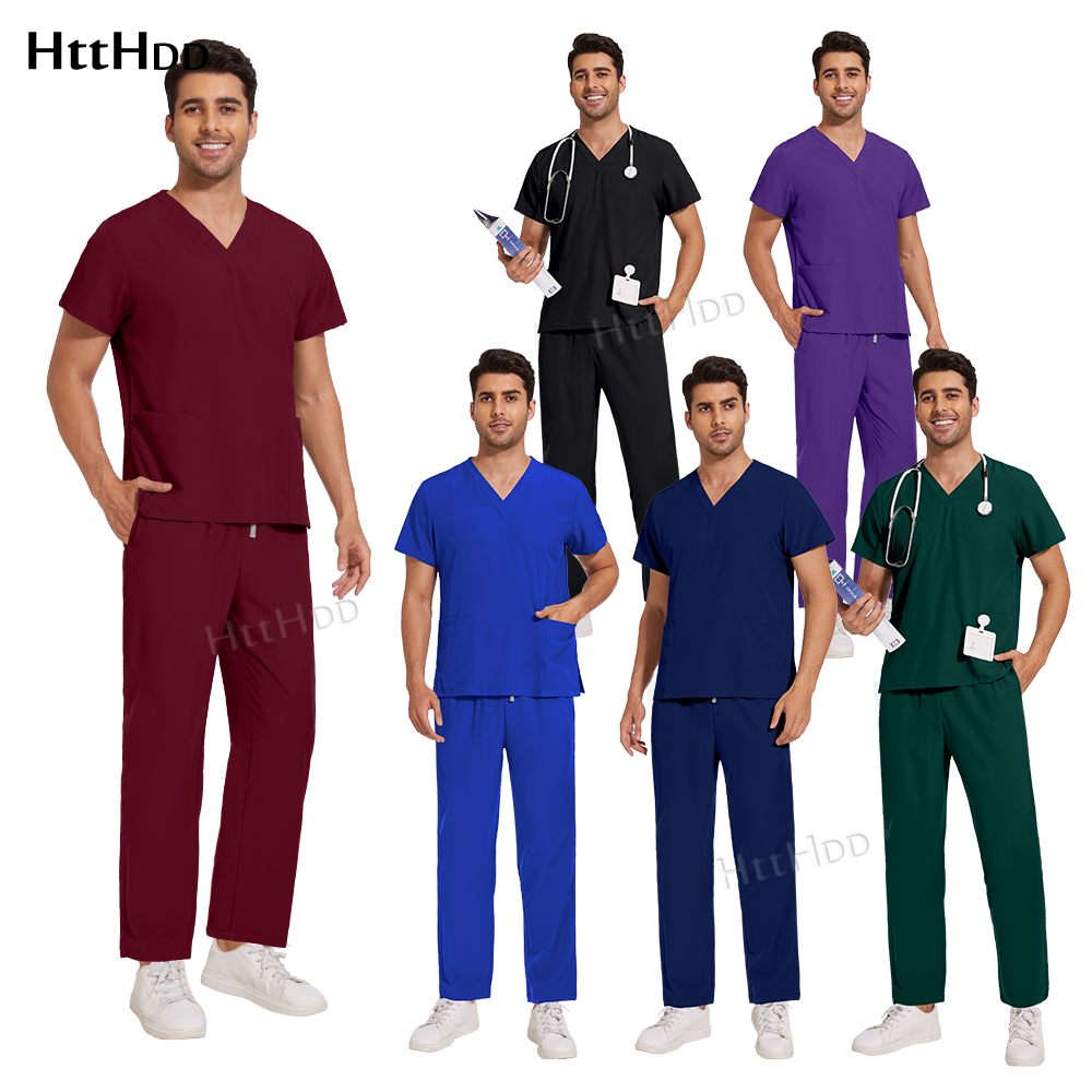 Krankenschwester Scrub Anzüge Unisex Zahnklinik Frauen Scrubs Anzug Medizinische Pflege Uniform Set Spa Uniformen Chirurgische Scrubs Top Hosen Herren