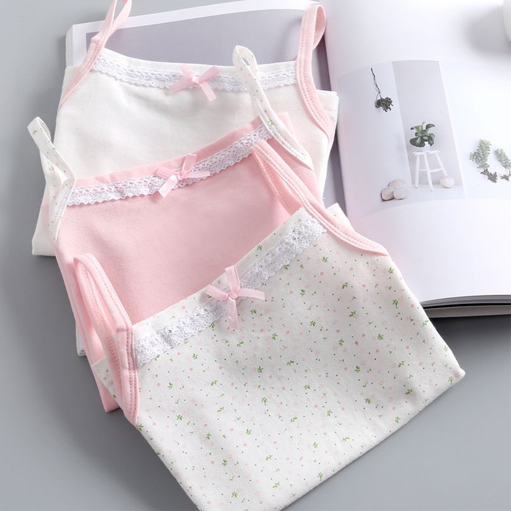 Tank Top Musim Panas untuk Anak Perempuan Pakaian Dalam Kartun Remaja Muda Dalam Lingerie Atasan Olahraga Katun Kaus Anak 3 Pcs/lot