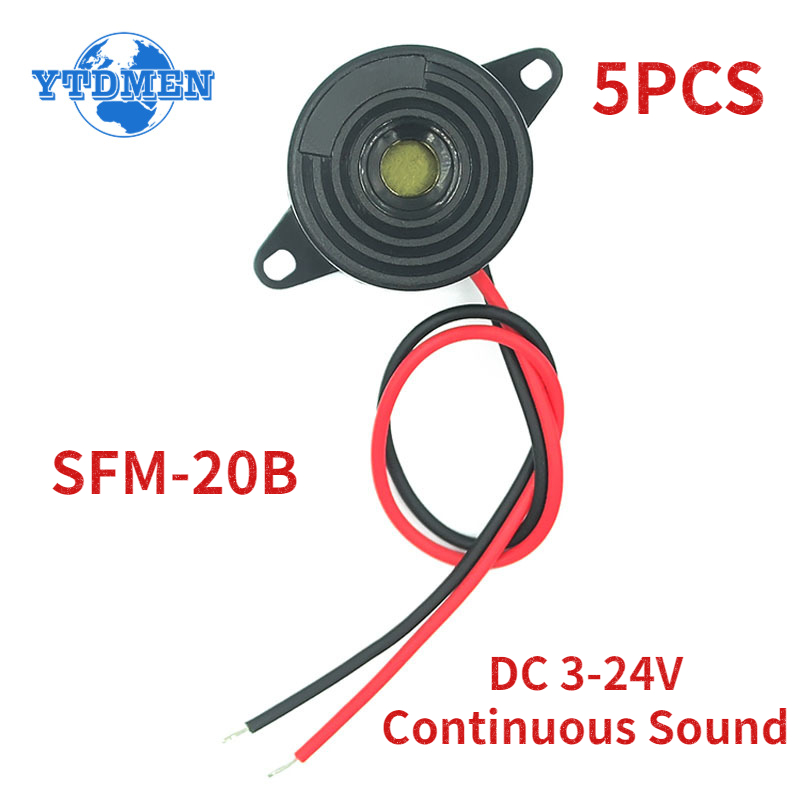 5 STKS Hoge Decibel SFM-20B Zoemer DC 3-24 V Continu Geluid Zoemer 2312 Actieve Piëzo Buzzers, voor Arduino Auto