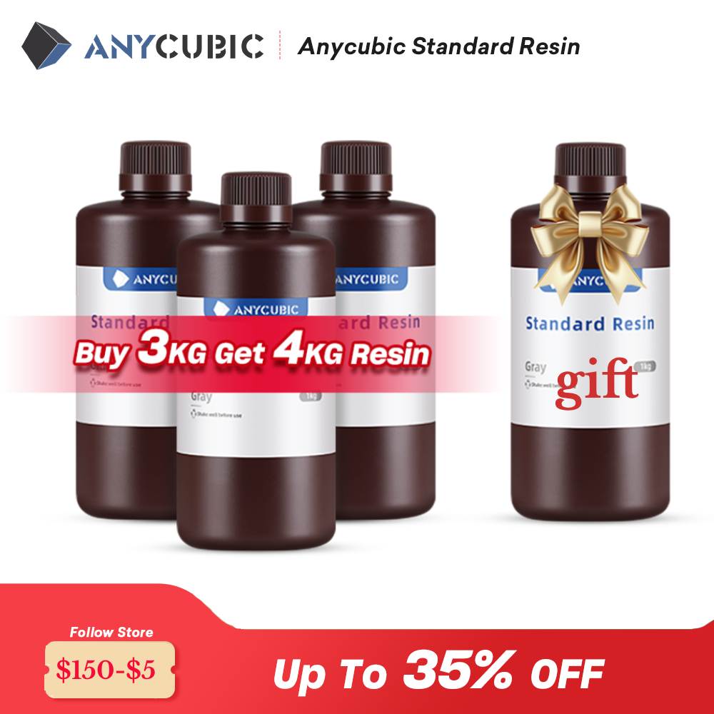 ANYCUBIC 3D-Druckerharz. Kaufen Sie 3 kg. Erhalten Sie 4 kg Standardharz. Wasserwaschharz. ECO-Harz für SLA-LCD. Robustes 3D-Druckharzmaterial