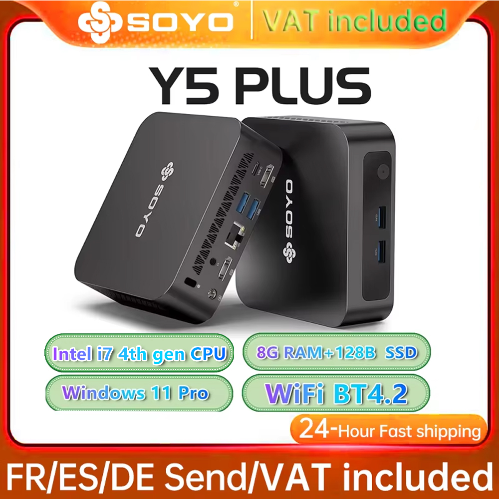 SOYO Mini-PC Y5 PLUS Intel i7 4. Generation 4600U 8 GB RAM GB ROM Windows 11 Pro WiFi BT4.2 Desktop-Computer