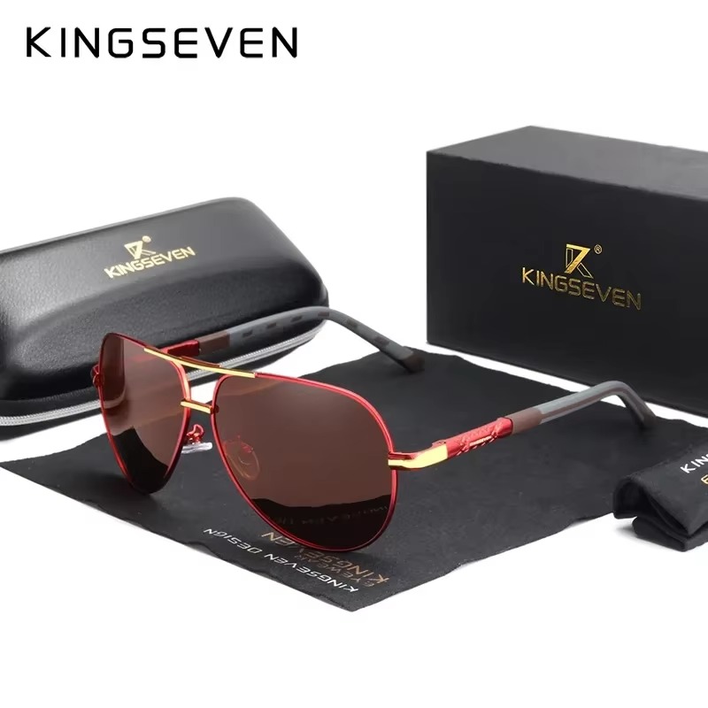 KINGSEVEN oryginalne klasyczne Pilot męskie okulary przeciwsłoneczne spolaryzowane UV400 luksusowe Retro okulary do jazdy damskie duże oprawki okulary zewnętrzne