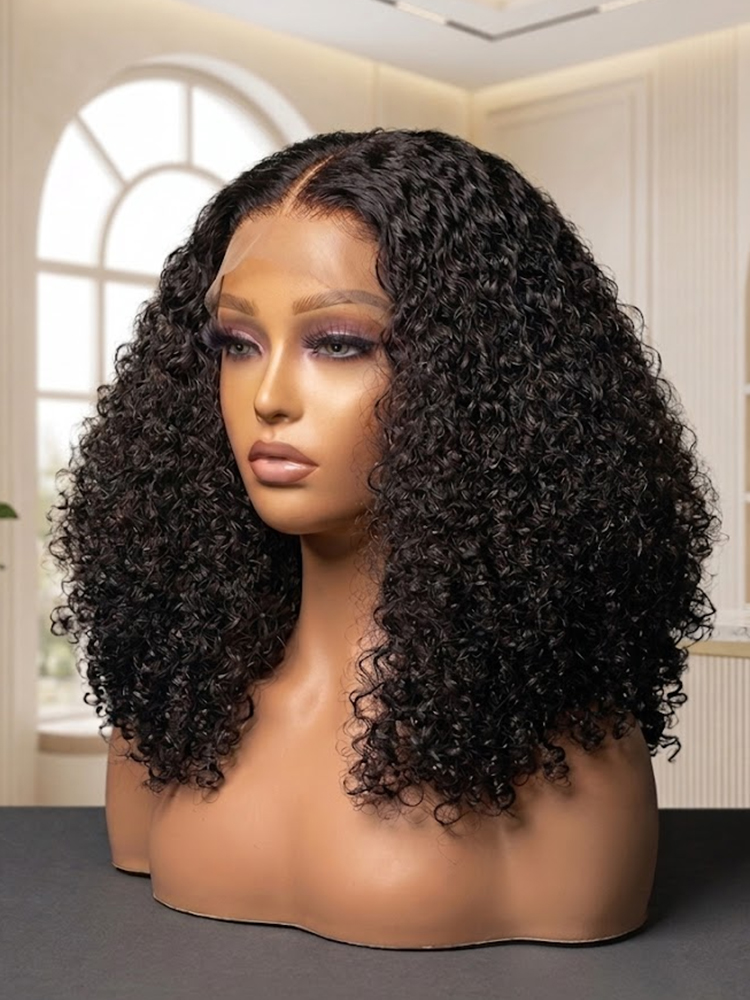 Smilegirl Peluca Bob Corta Rizada al Agua 13x4, Lista para Usar, 250% de Densidad, Pelucas Sin Pegamento 5x5, Ondas Profundas, Pelucas de Cabello Humano 100%, 12-16 Pulgadas para Mujer
