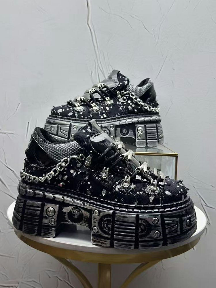2026 Sommer Neue Herren Punk-Style Plateau-Schuhe mit Erhöhung, Nischen-Design, Streetwear-Mode, Dad Shoes