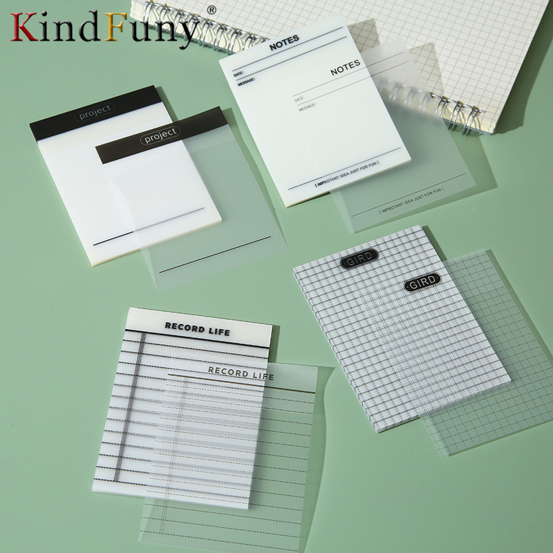 50 แผ่นโปร่งใสกันน้ํา Sticky Note Pads Notepads สําหรับโรงเรียนเครื่องเขียนอุปกรณ์สํานักงาน