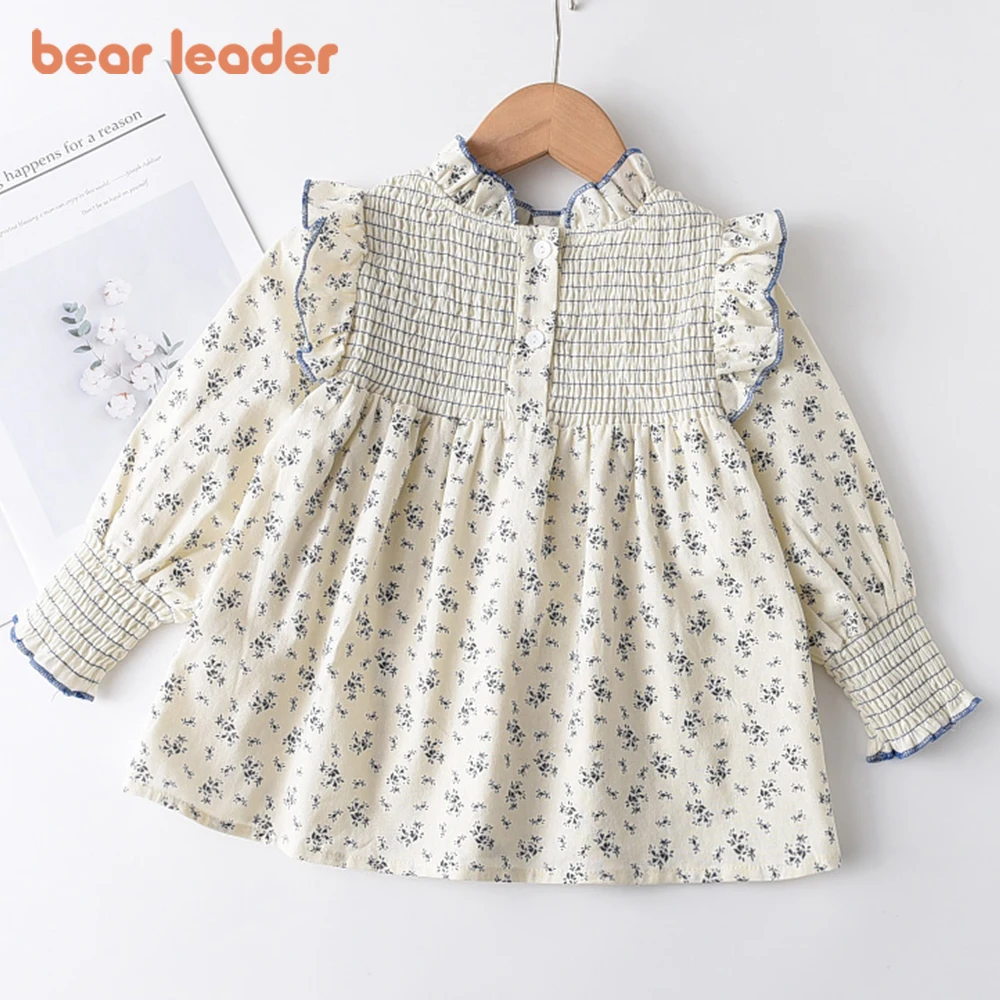 Bear Leader Meisjes Kid Bloemenblouses 100% Katoen Peuter Baby Bloemen Kleding Ruches Zoete Shirts Kinderen Casual Kleding 1 5Y