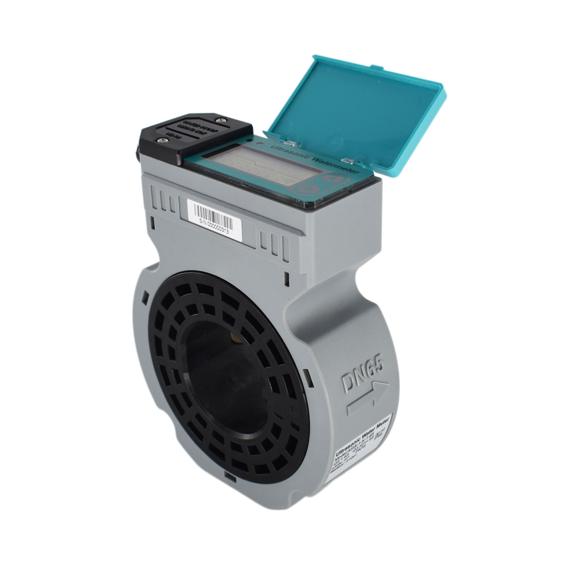 Pengukur air ultrasonik bertenaga baterai DN50 DN65 DN80 DN100 DN125 DN150mm RS485 aliran air digital tipe Sandwich IP68