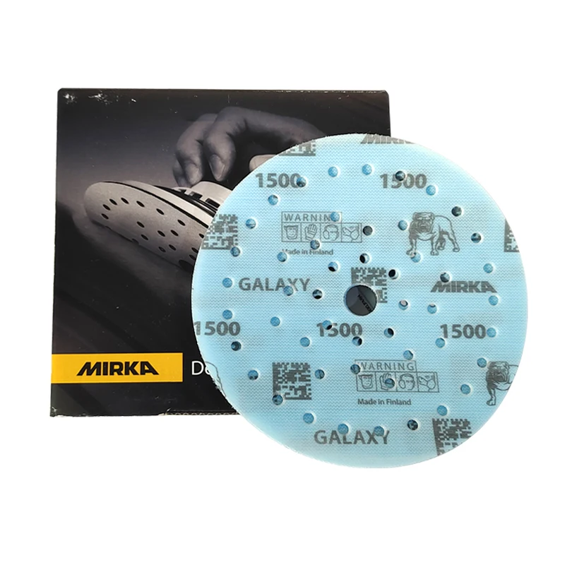 Papel de lija MIRKA Original, hoja de lijado de terciopelo, disco de lijado, hoja de tela, 6 ", Cyan Galaxy, 49 agujeros