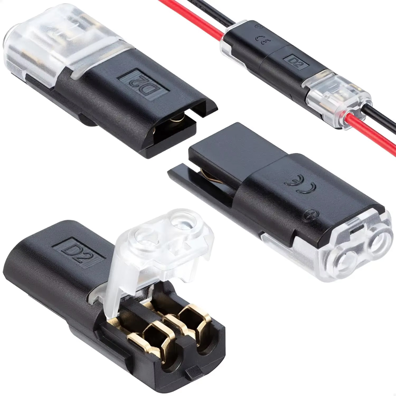 50/20pcs Double-Wire Plug-in Connector with Locking Buckle Pluggable LED Wire Connector 2 Pin 2 Way Universal Compact Wire