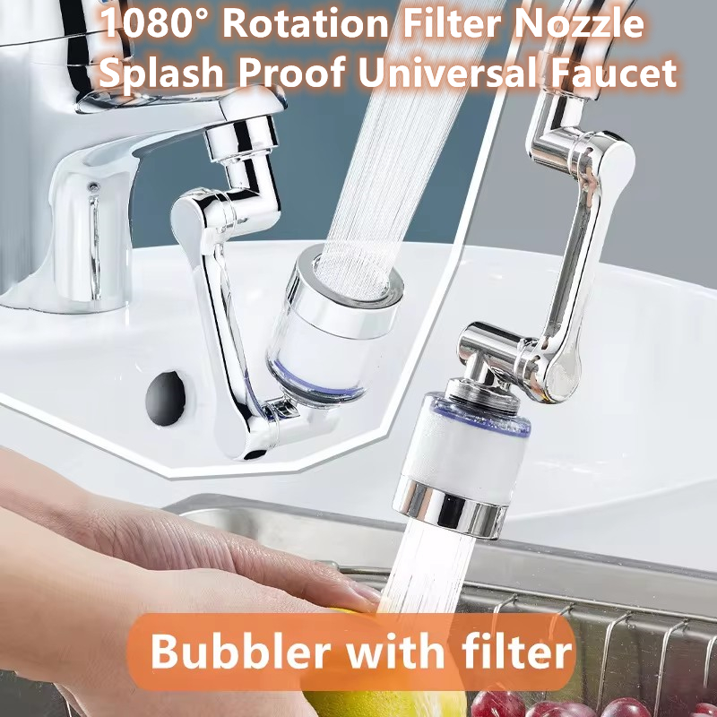 Universal 1080° °   Obrotowa dysza filtracyjna Bryzgoszczelna bateria kuchenna do użytku domowego Baterie umywalkowe Dysza bąbelkowa Ramię robota