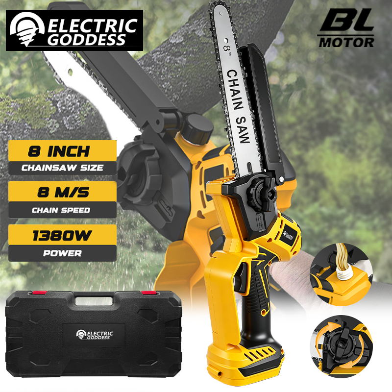 8 Polegada 1380w sem escova amarelo serra elétrica profissional jardim poda serra ferramenta elétrica para dewalt 20v bateria pino
