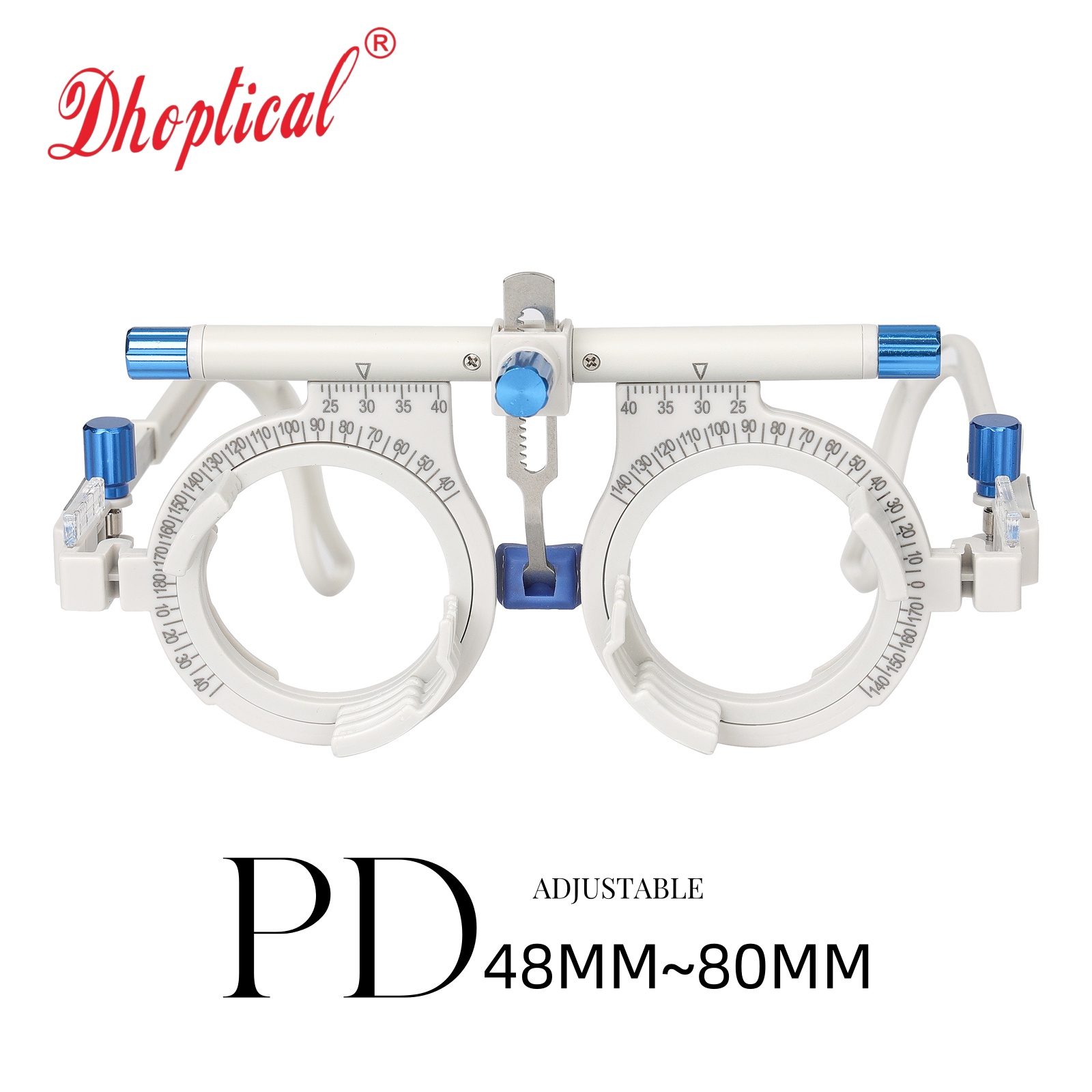 Montatura di Prova Ottica Regolabile PD 48-80mm |   4 slot per lenti + righello per la distanza tra gli occhi |   Strumento per Optometria per Negozi di Occhiali