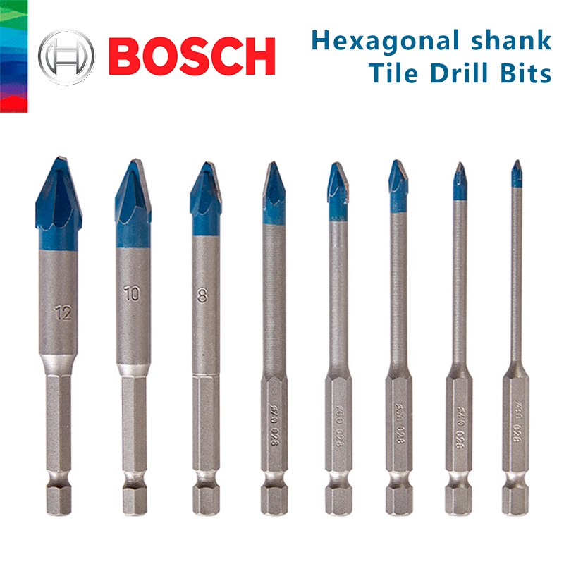 Набор сверл Bosch, оригинальные резные карбидные насадки с шестигранным хвостовиком, износостойкие, для стекла, керамики, плитки, керамики