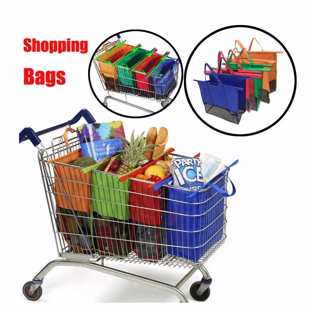 4 Teile/satz Faltbare Warenkorb Trolley Supermarkt Einkaufen Lagerung Taschen Wiederverwendbare Umweltfreundliche Lebensmittel Shop Handtasche Vliesstoffe Einkaufstasche