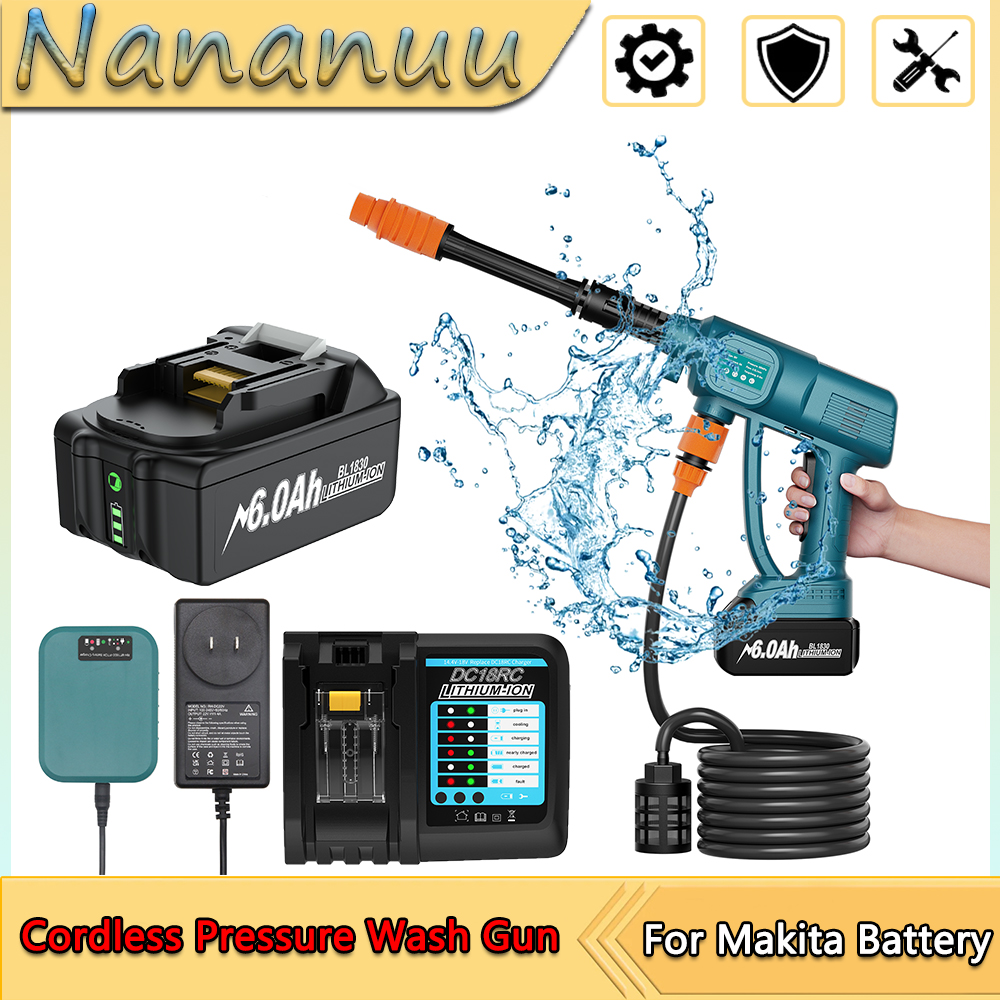Nananuu Беспроводная мойка высокого давления для Makita BL1830 Батарея 18 В Легкая аккумуляторная мойка автомойки