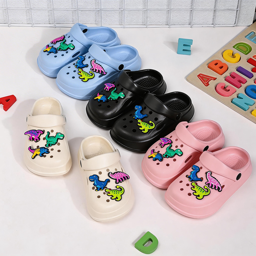 Clogs Temáticos de Dinossauro para Meninos e Meninas, Design Adorável e Colorido, Sandálias de Praia Antiderrapantes, Sapatos de Jardim Respiráveis