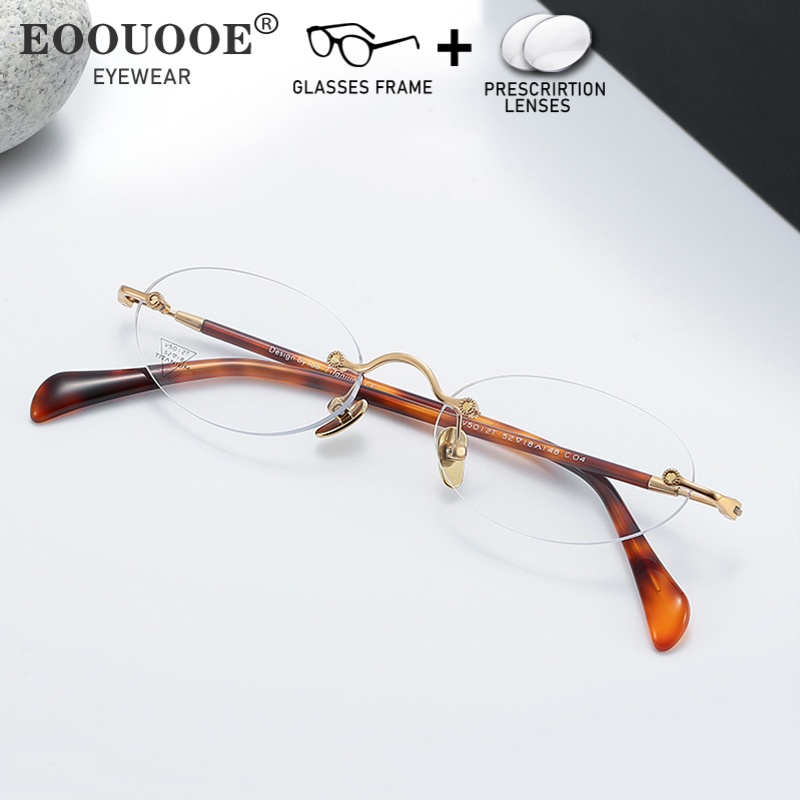 Neue Design Randlose Brille Titan Rahmen Mit Rezept Myopie Hyperopie Linsen Progressive Optische Brillen Anti Blau Licht