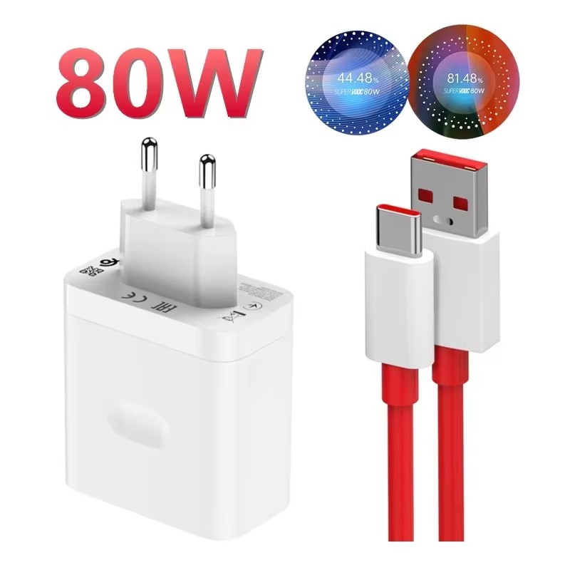 OnePlus 80W SuperVOOC UE cargador de pared rápido para OnePlus 10 11 12 Nord CE 2 3 Lite OPPO realme 10 GT NEO 2 3 Cable USB tipo C