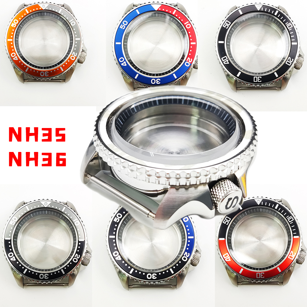Ulepszona obudowa zegarka męskiego SKX007, szafirowe szkiełko, obudowa ze stali nierdzewnej 42 mm, pasuje do mechanizmu NH35/NH36.