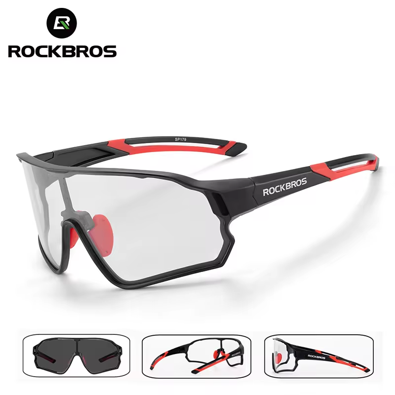 ROCKBROS Kacamata Sepeda Fotochromic Kacamata Hitam Olahraga Sepeda UV400 untuk Pria Wanita Kacamata Bersepeda Hiking Ringan Anti Silau