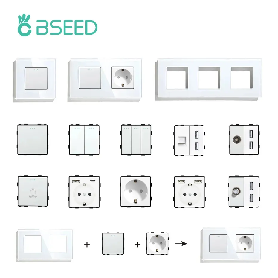Стандартная кнопка переключения BSEED ЕС, часть HDMI, USB-телевизор, Интернет, разъем Type-C, функциональные детали со стеклянной рамкой, обустройство дома своими руками