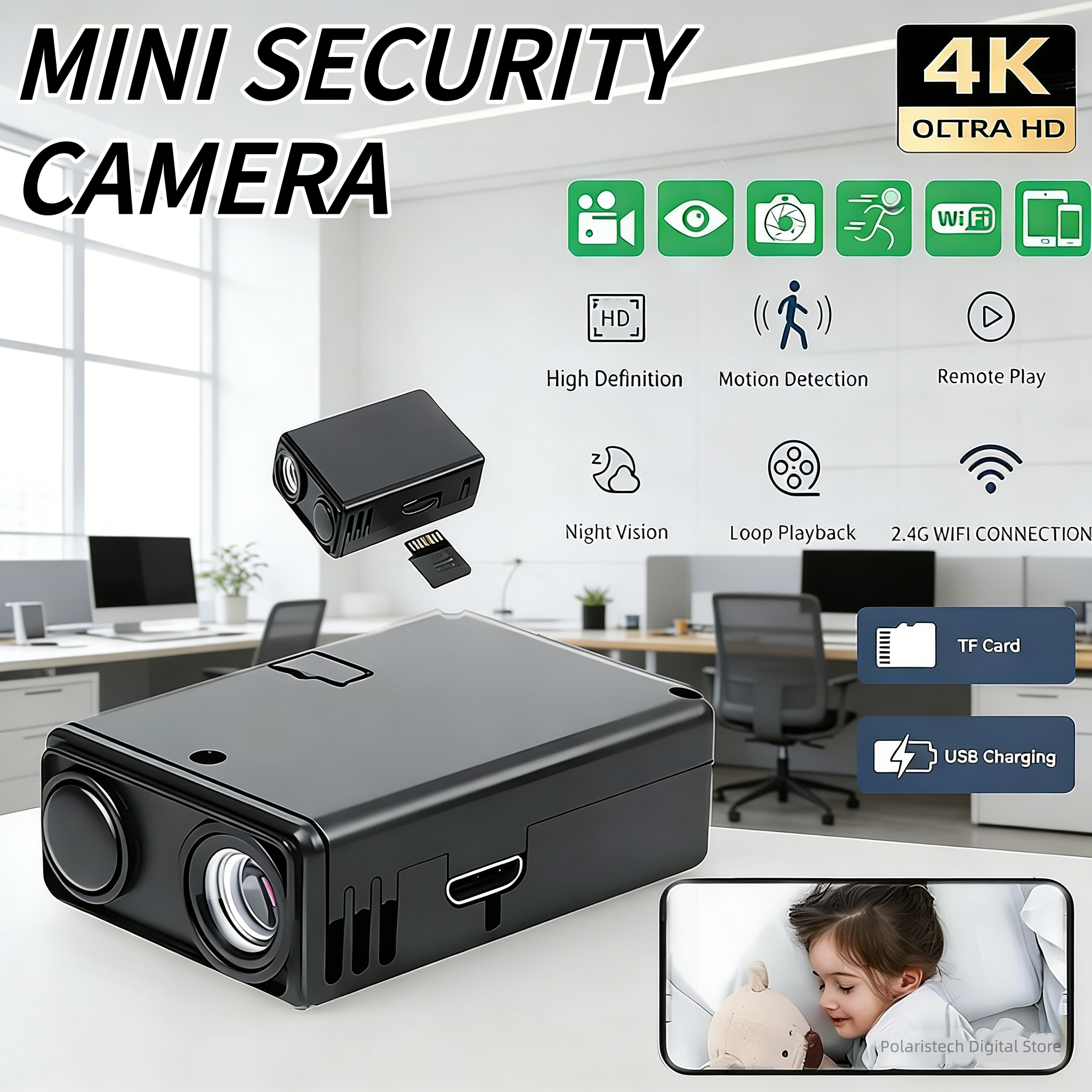Mini Cámara WiFi HD 1080P, Monitor de Seguridad, Cámaras de Vigilancia para Interiores, Versión Nocturna, Cámara Inteligente de Seguridad y Protección 2026