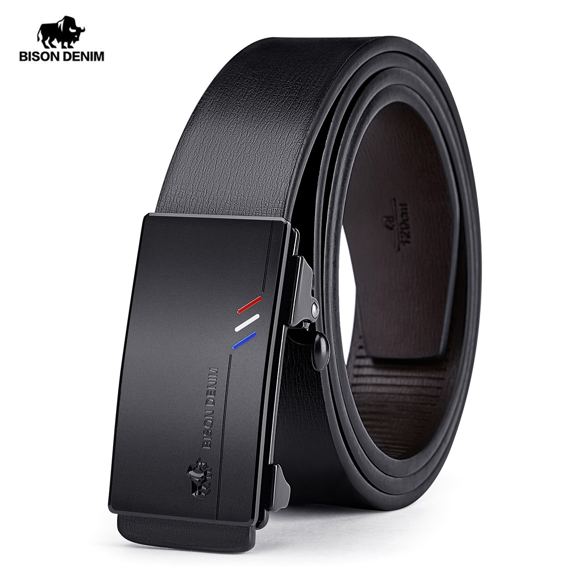 BISON DENIM Sabuk Pria Otomatis Pria Cummerbunds Sabuk Kulit Sapi Sabuk Hitam Pria Sabuk Kulit Asli Merek Mewah