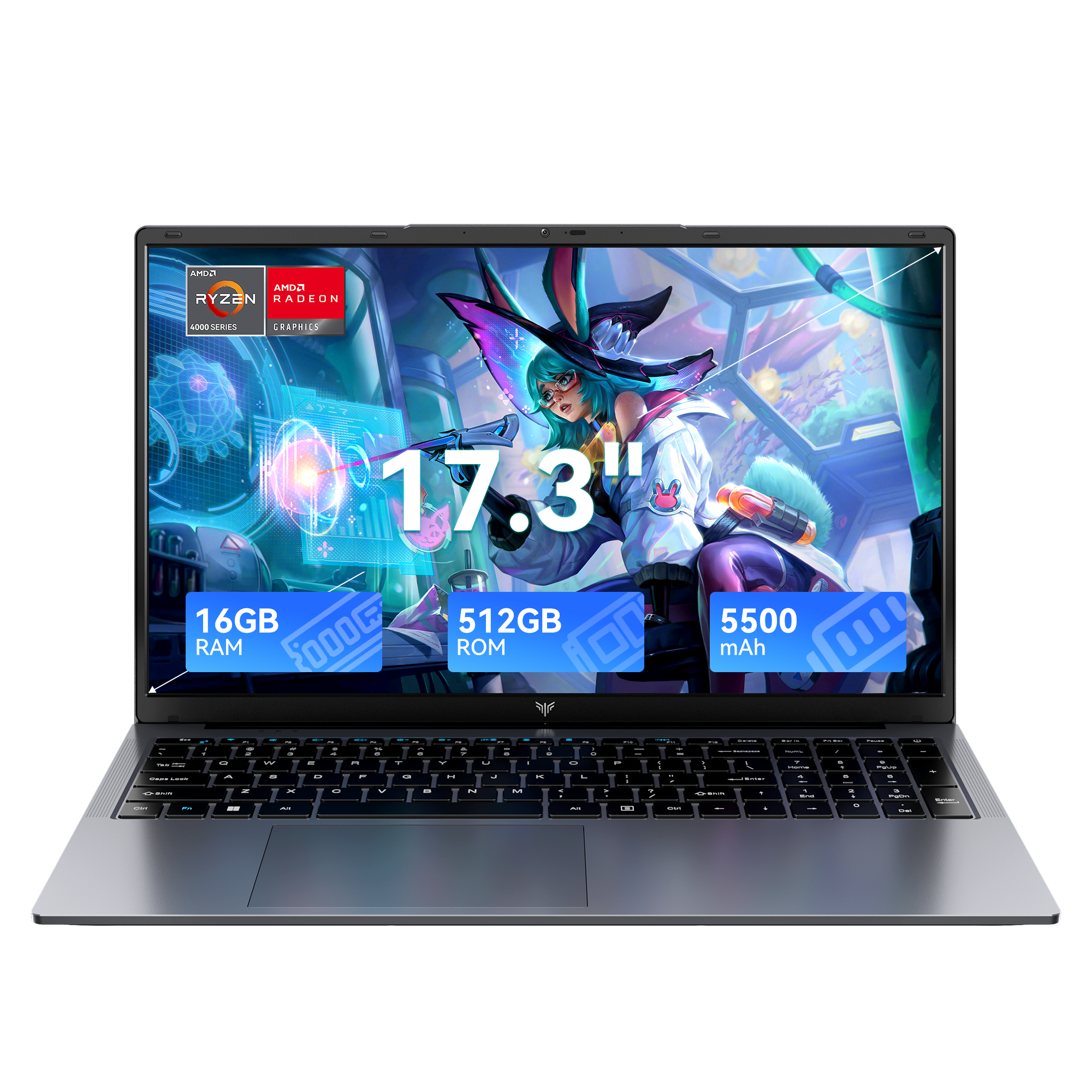 Laptop NIPOGI 17,3 cala z ekranem FHD 1920×1080, 16 GB RAM, 512 GB SSD, komputer z systemem Windows 11, HDMI, Type-C, USB3.2, lekki i przenośny.
