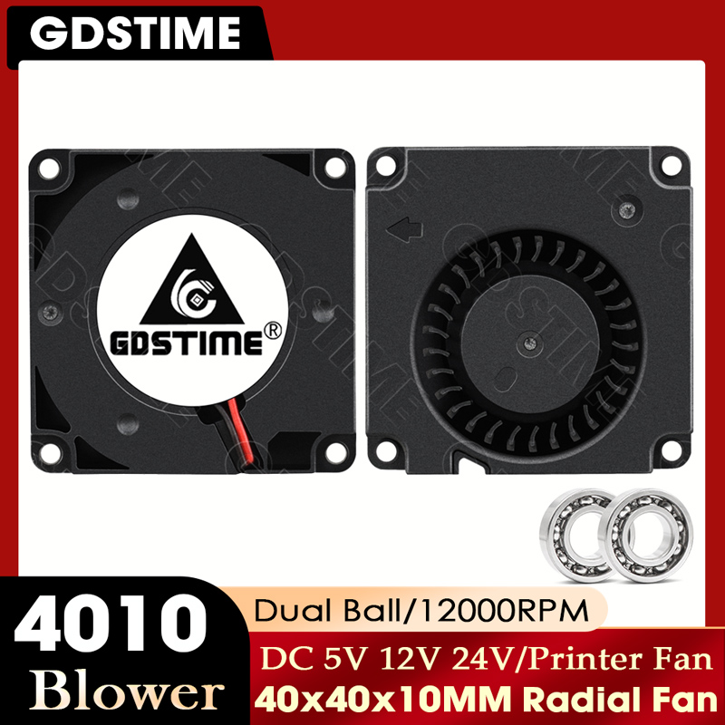 Wentylator Gdstime 40mm do drukarki 3D, wentylator 4010, 24V 12V 5V, wentylator turbo 40MMx10MM, dmuchawa, akcesoria do chłodzenia drukarki, części, wentylator radialny DC