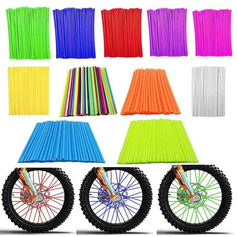 72PCS 11 Farben Universal Dirt Bike Speichen Abdeckungen Motorrad Felge Speichen Wrap Kit Skins Schutz Abdeckung für motocross Fahrrad