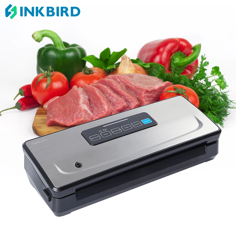 INKBIRD INK-VS02 máquina selladora al vacío 220V/110V seco/húmedo/impulso/bote 4 modos de sellado cortador incorporado para conservación de alimentos
