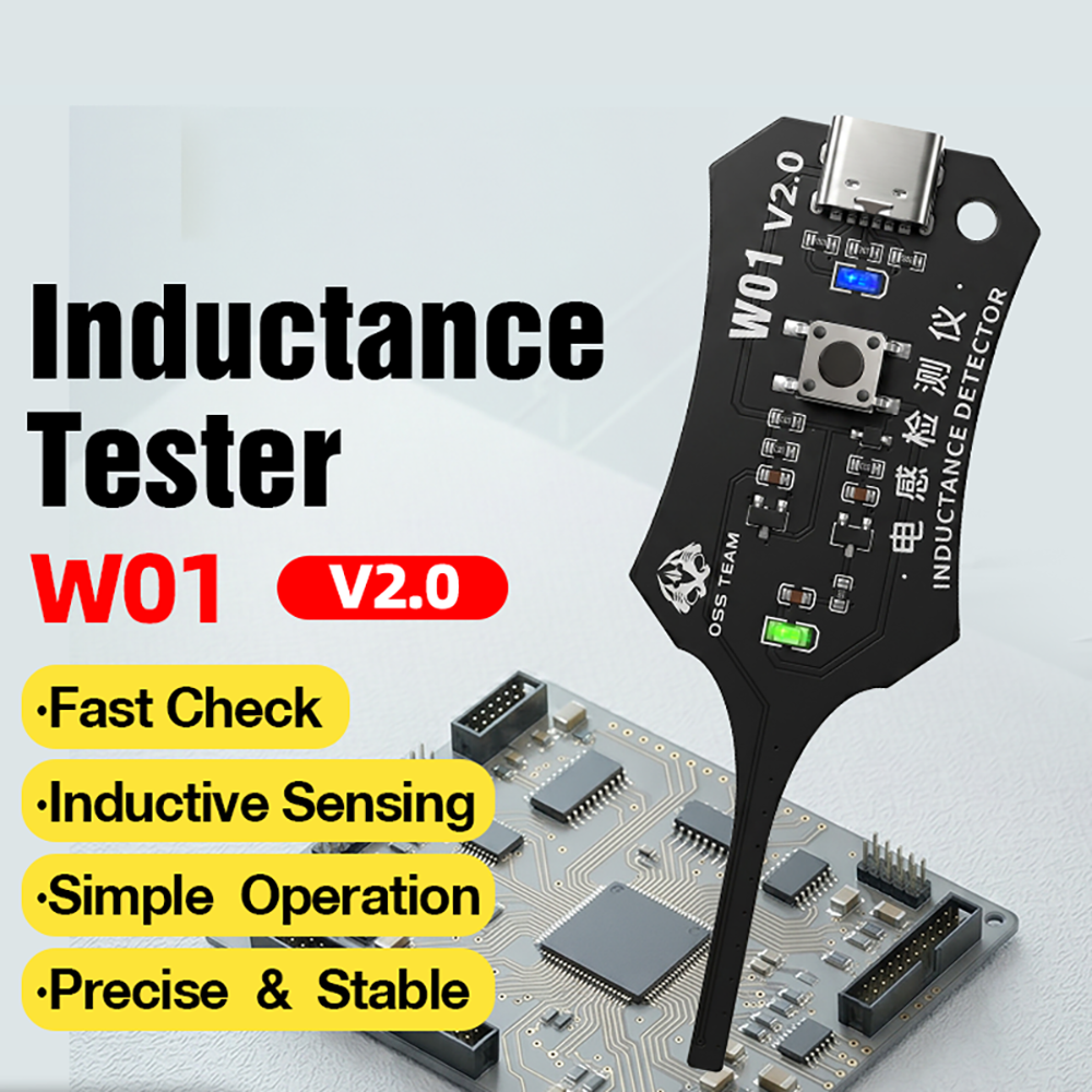 Probador de Inductancia Portátil W01 V2.0 con Detección Rápida de Fallas Tipo-C para Bobinas de Placa Base y Reparación de Componentes Electrónicos