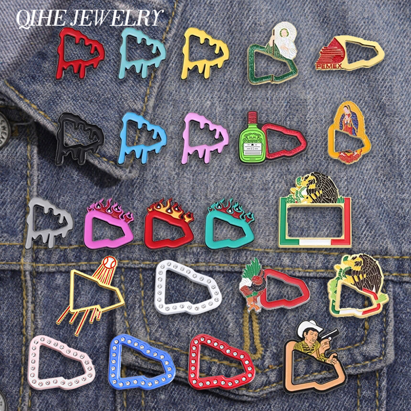 Criativo multicolorido geométrico broche decoração chapéu esmalte pino personalizado na moda emblema de beisebol pino de metal jóias fivela borboleta