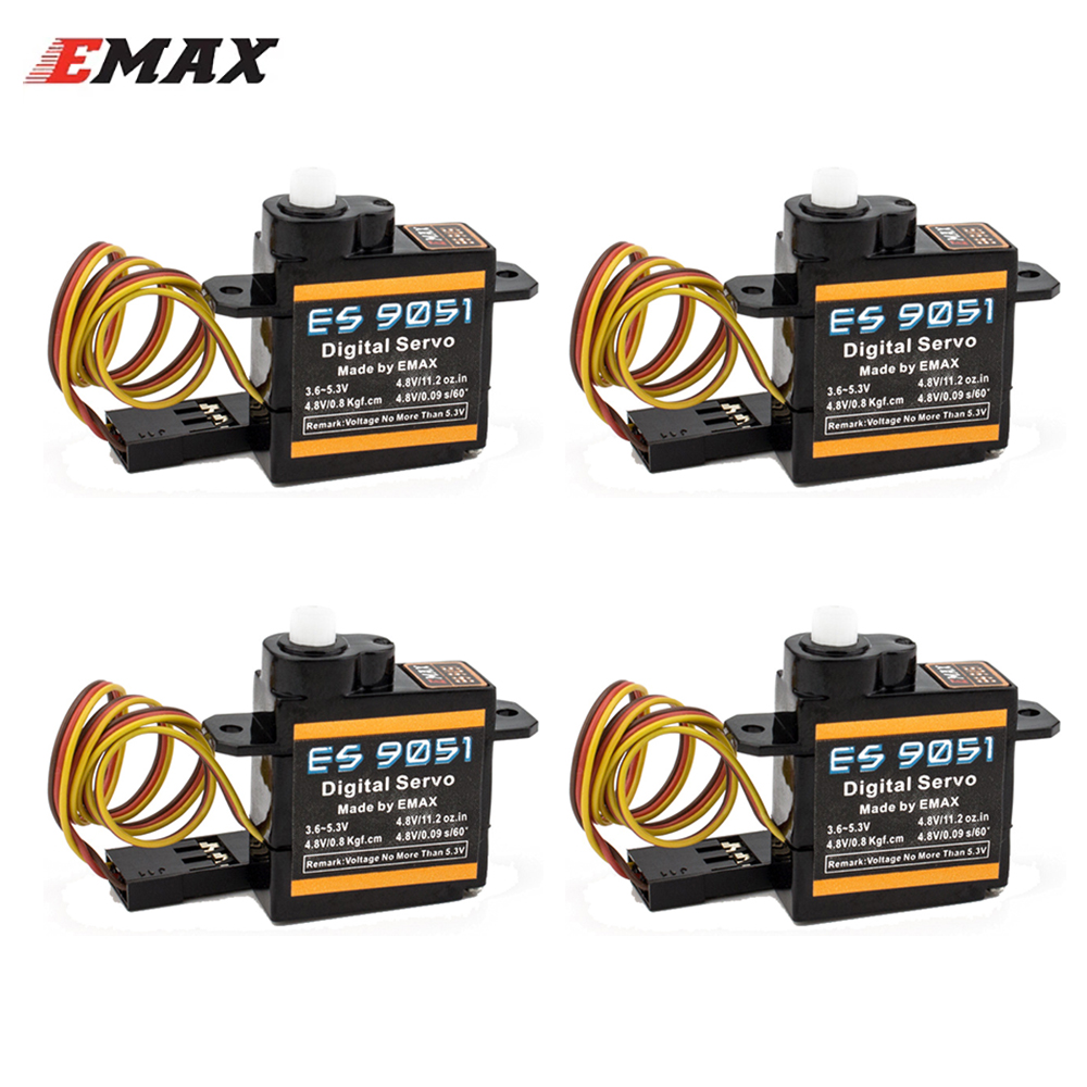 EMAX ES9051 – engrenage plastique Servo numérique 4.3g, couple de 0.8kg pour modèles d'avion RC, voiture et bateau Robot, 1/2/4 pièces