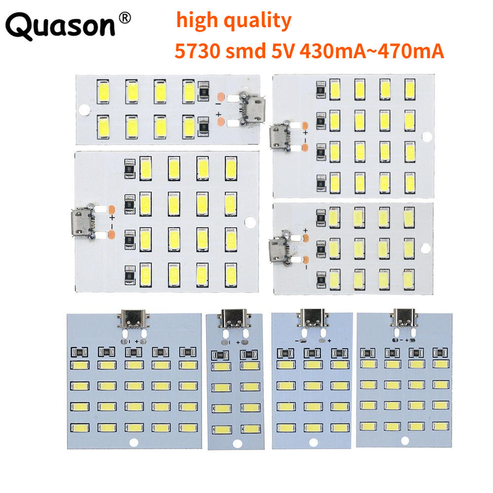 Mirco-panel de iluminación LED para móvil, luz de emergencia nocturna, 5730 smd, 5V, ~ 470mA 430mA, blanco, Usb 5730, 1 ud.