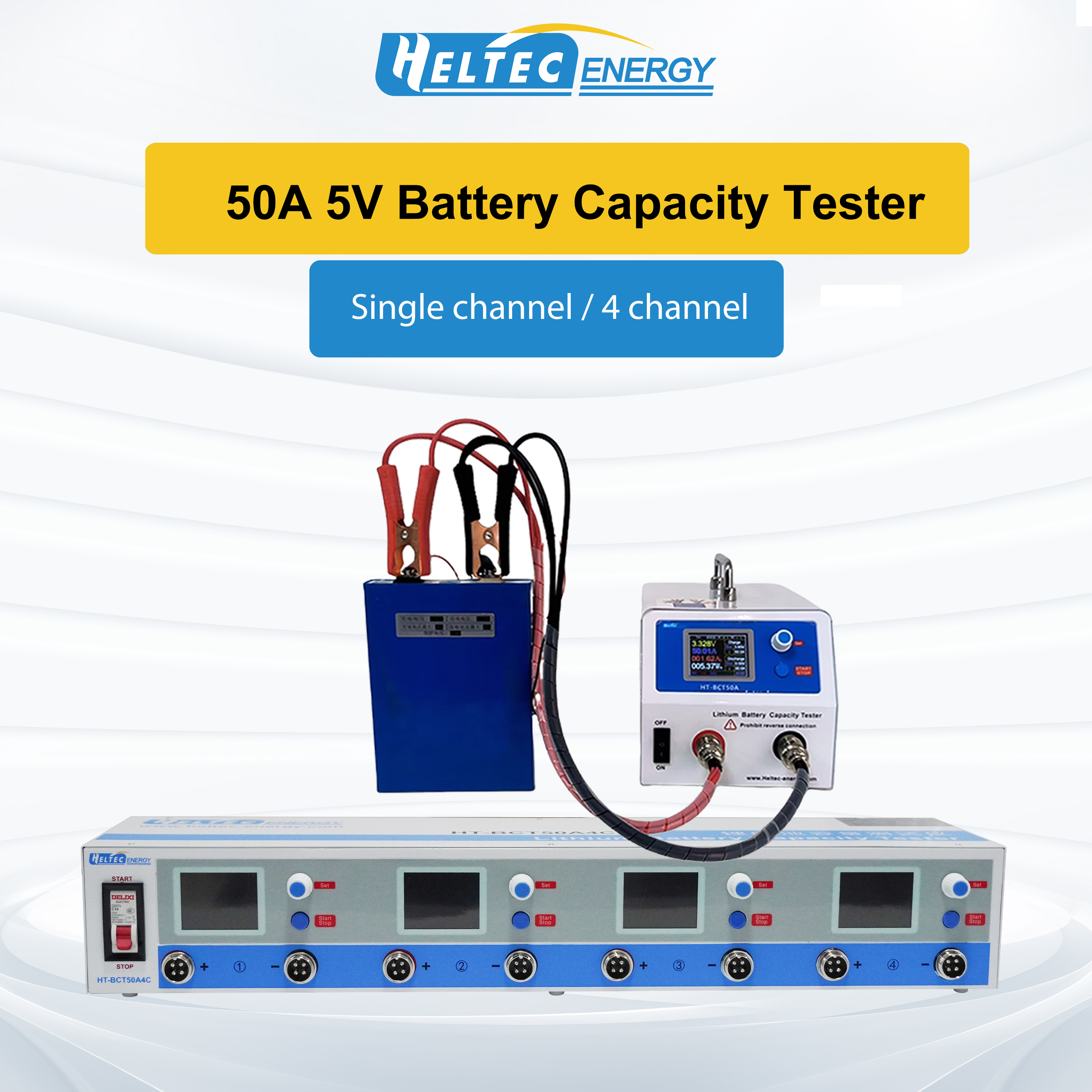 Heltec Professional Penguji Kapasitas Baterai 1/4 Saluran 50A 5V untuk Li-ion/LiFePO4/LTO Saluran Independen USB PC APP