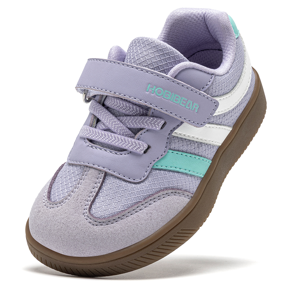 HOBIBEAR Chaussures à bout large pour petits enfants, baskets légères à boucles et crochets, chaussures de marche en maille et cuir artificiel pour tout-petits