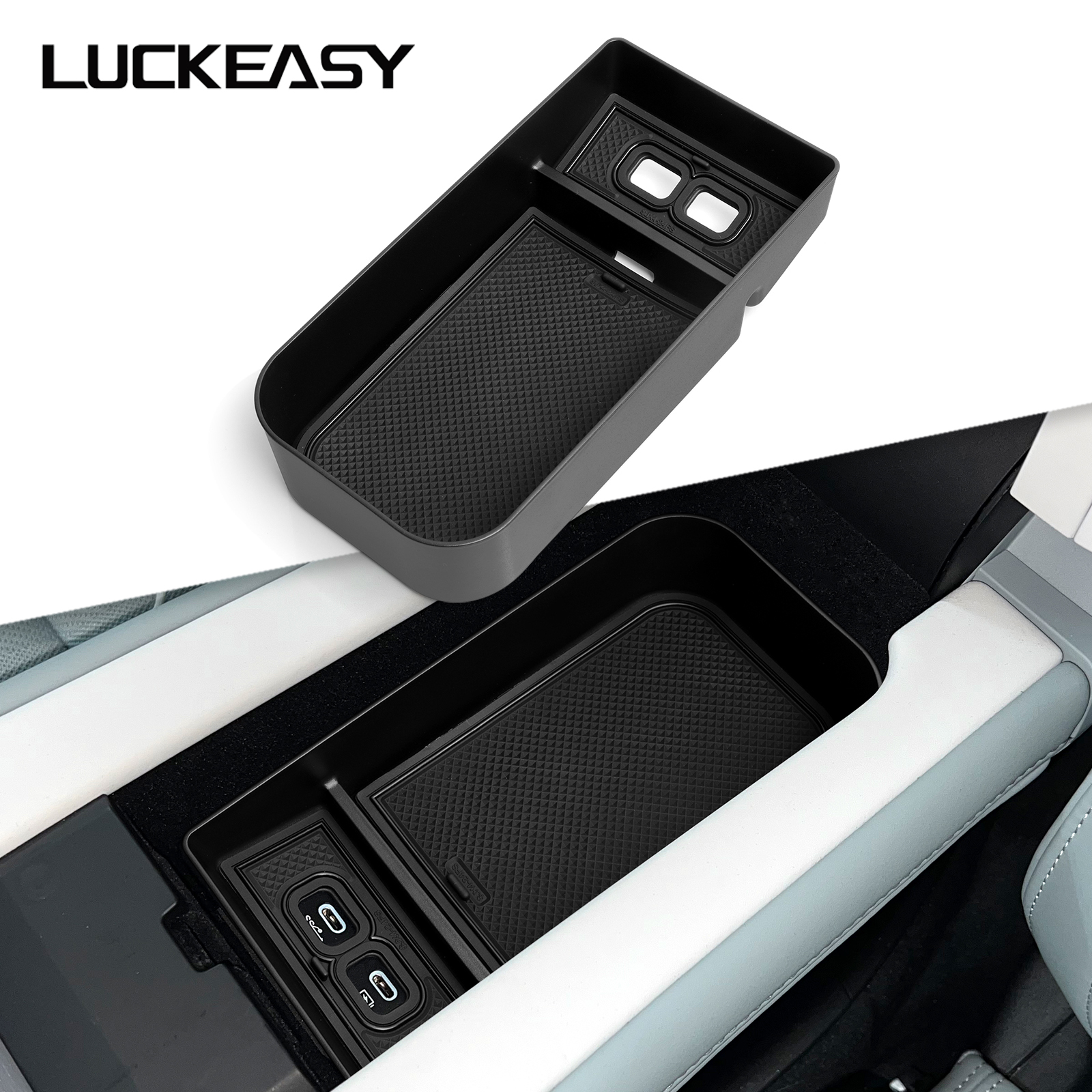 LUCKEASY для Polestar 4 2023-2024 автомобильный ящик для хранения лоток для хранения аксессуары для интерьера центральная консоль подлокотник органайзер чехол