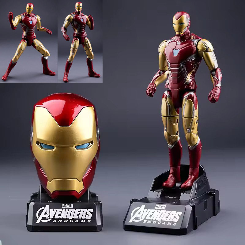 Figur Aksi Marvel Mainan Dapat Berubah Bentuk Iron Man MK85 Sendi Kapten Amerika Mobilitas Model Patung Berbentuk Kepala Mainan Boneka Hadiah Anak-anak