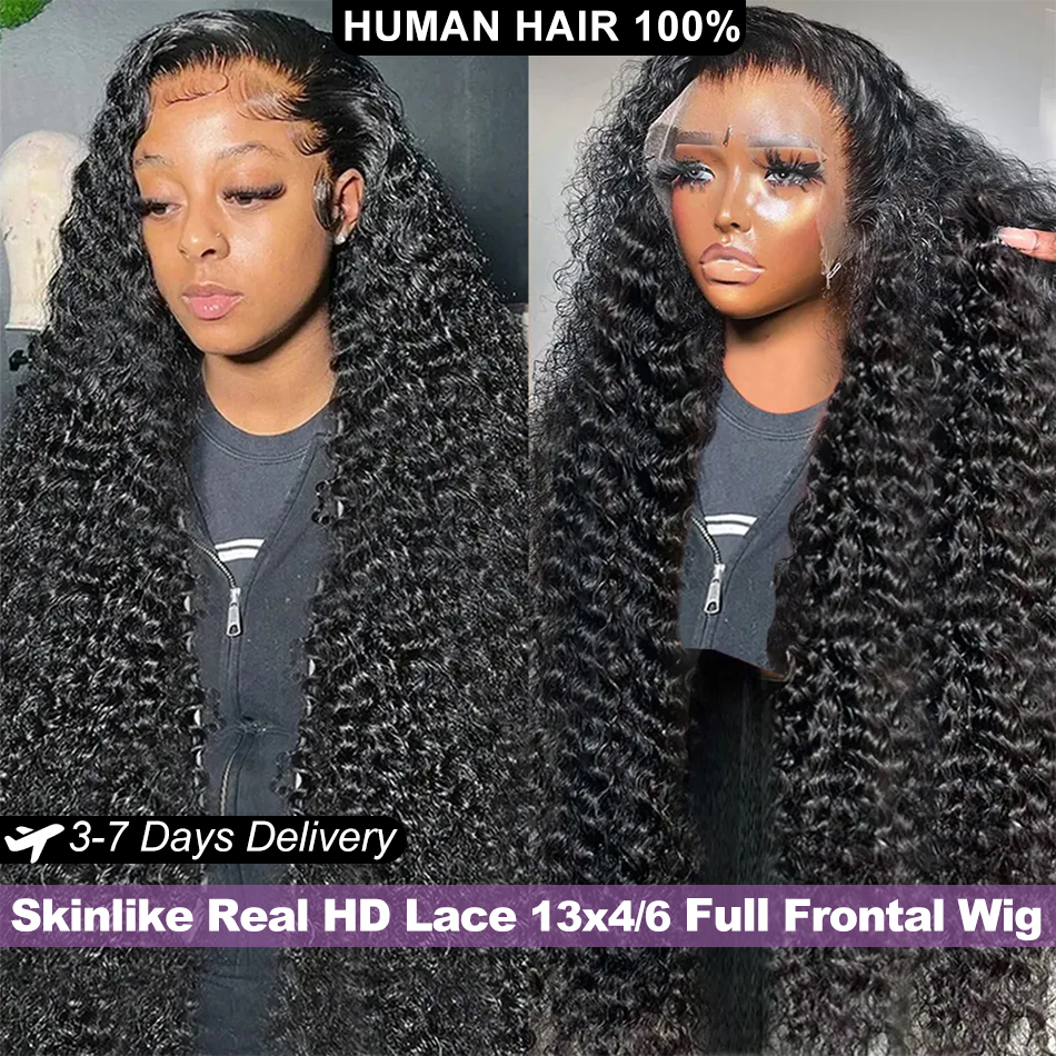 13x6 HD ลูกไม้ด้านหน้าวิกผม Deep Wave ความหนาแน่น 250 SKINLIKE Real HD ลูกไม้วิกผม Virgin Hair Pre plucked 13x4 ลูกไม้วิกผมผมมนุษย์ Lemoda
