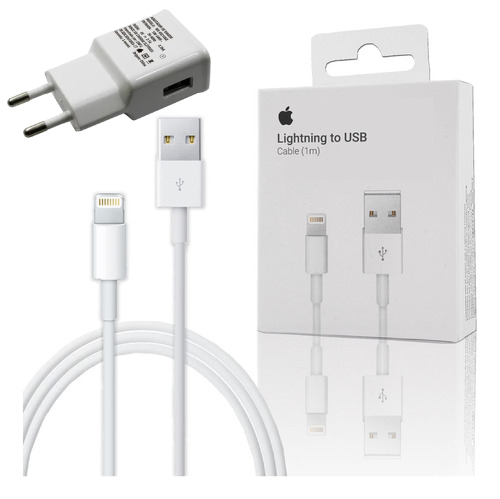 Caricabatterie + cavo Usb 1m iPhone 5 6 7 8 X Xr Xs 11 5W