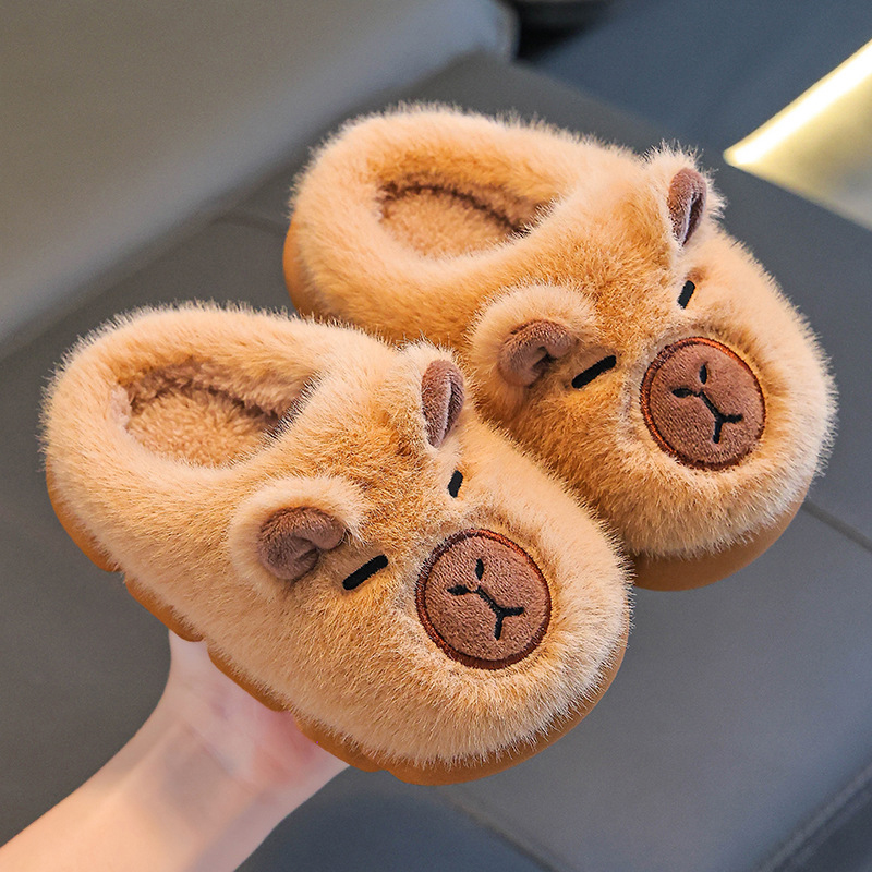 Capybara Cartoon Pluizige Slippers Kinderen Indoor Zachte Bodem Moeder-Kind Katoenen Slippers Anti Slip Winter Warm Pluche Slides 45