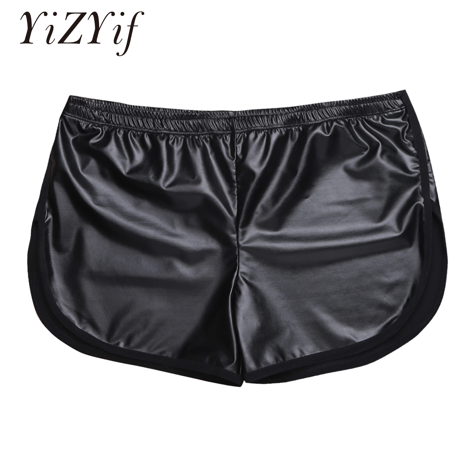 YiZYiF 光沢のあるショーツ男性ボクサーショーツフェホットボクサーフィットショートパンツバックポケットジム男性ショーツ男性服