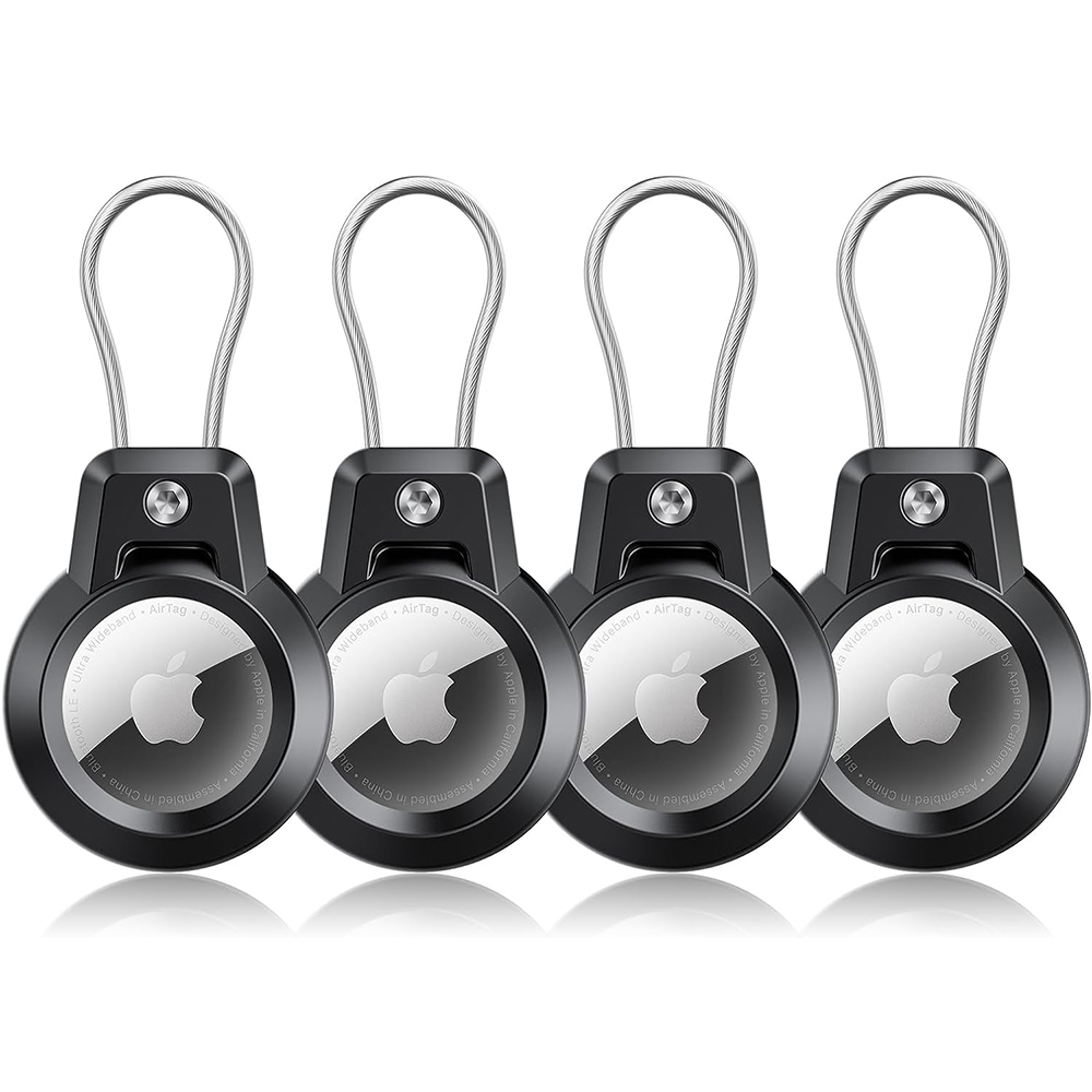 AirTag Holder For Apple Airtags Keychain Holder Case with Steel wire line and 360 Degrees Protective for Luggage Backpack Keys