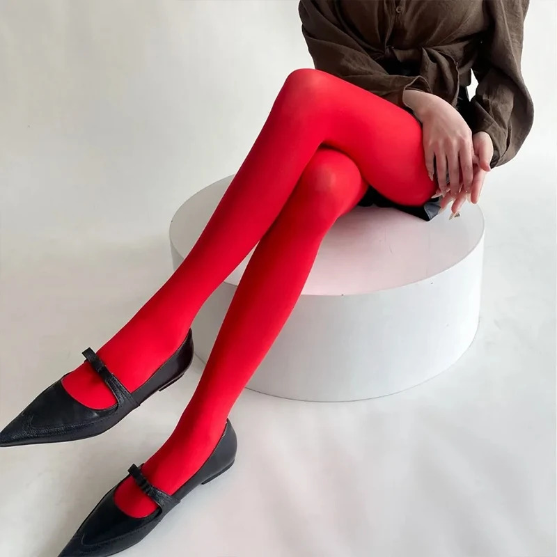 Nouveauté 2027 Collants rouges pour femme, sexy, fins, en velours, translucides, élastiques, amincissants, respirants, mode
