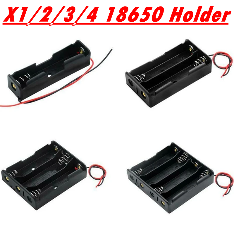 Suporte de bateria de plástico 18650 serial de solda 1x 2x 3x 4x slots 18650 módulo de recipiente de baterias recarregáveis