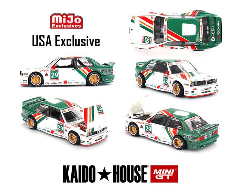 Kaido House x MINI GT 1:64 M3 KAIDO WORKS LARRY CHEN V1 Modelo de Carro em Metal Fundido Exclusivo EUA
