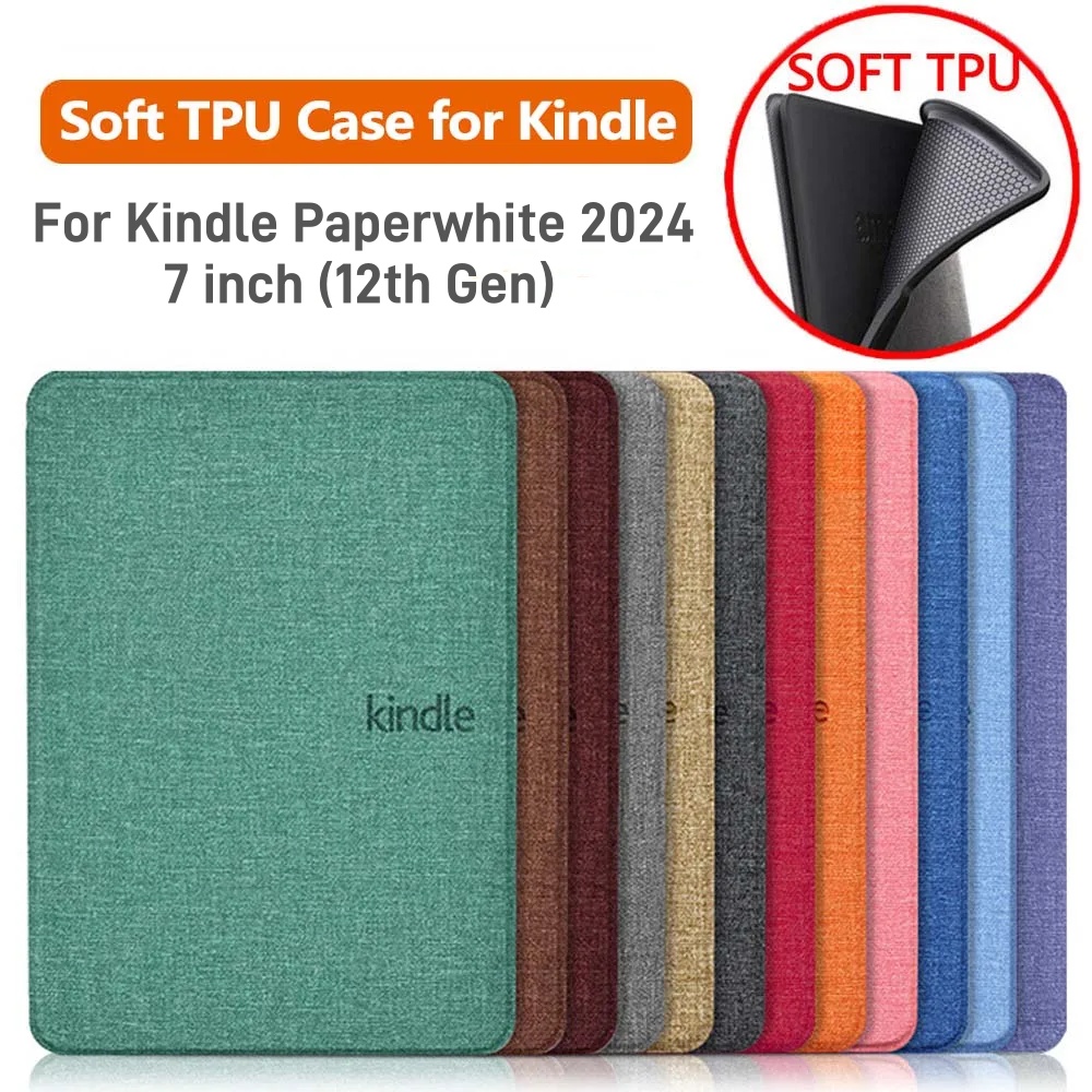 Funda inteligente para Kindle Paperwhite de 12. a generación, funda de silicona TPU suave 2024 para Kindle Paperwhite 2024, 7 pulgadas (12a generación)