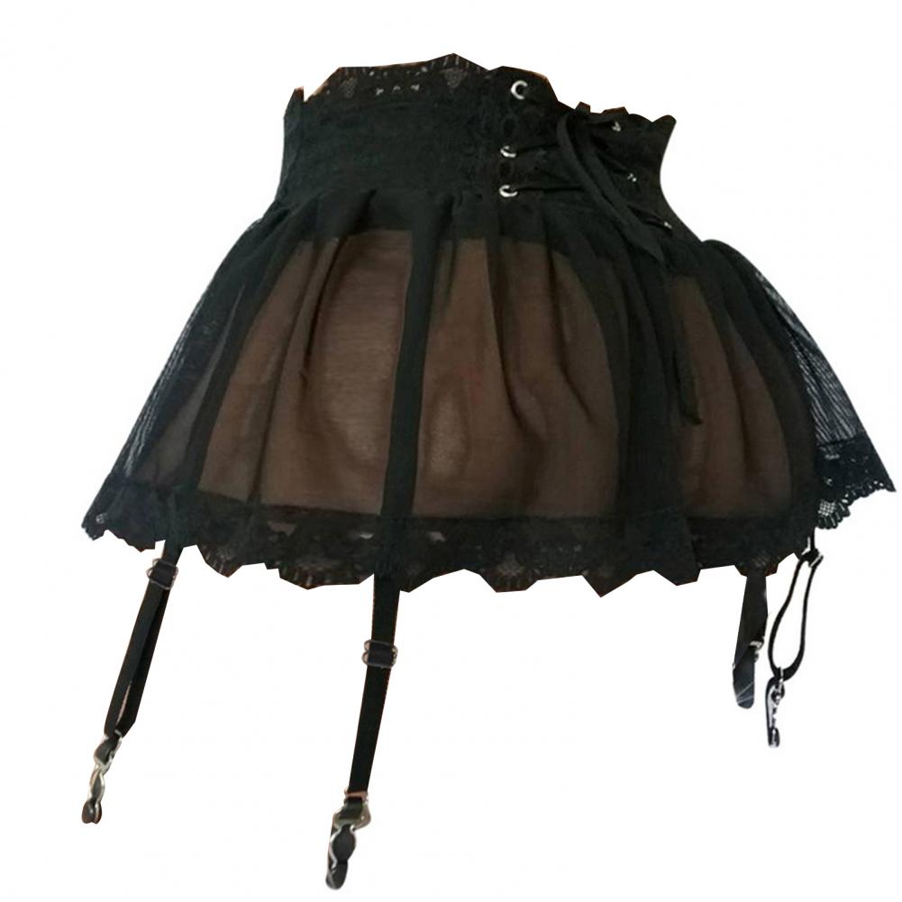 Faldas de malla sexis para mujer, falda con liguero ajustable, falda con liga de encaje con perspectiva de vendaje de cuatro botonadura para el día de San Valentín